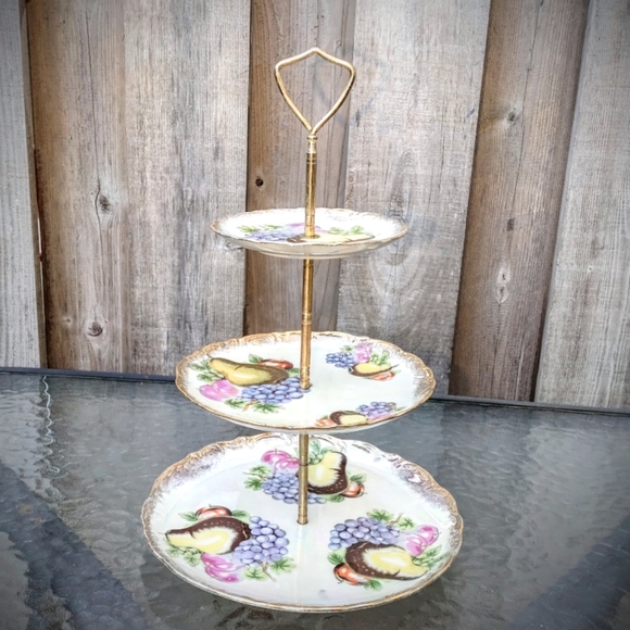 Nasco Other - "Bavarian" Style 3 Tiered Dessert Stand in Opalescent Lustre Glaze